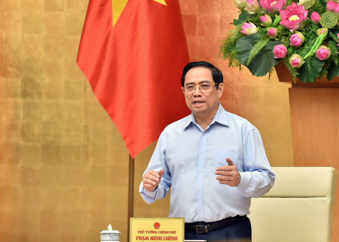 Thủ tướng Chính phủ Phạm Minh Chính phát biểu chỉ đạo tại cuộc họp Thường trực Chính phủ về một số giải pháp miễn, giảm thuế nhằm hỗ trợ doanh nghiệp, người dân chịu tác động của lịch COVID-19.