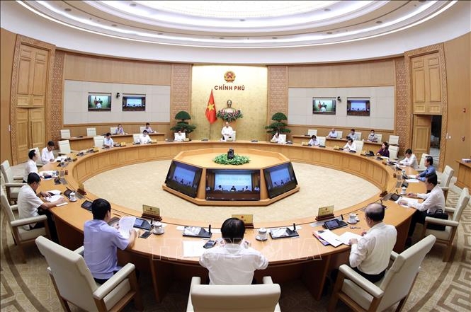 Hội nghị giao ban trực tuyến với các bộ, ngành, địa phương trên toàn quốc để đôn đốc việc giải ngân vốn đầu tư công năm 2020. Nguồn: TTXVN