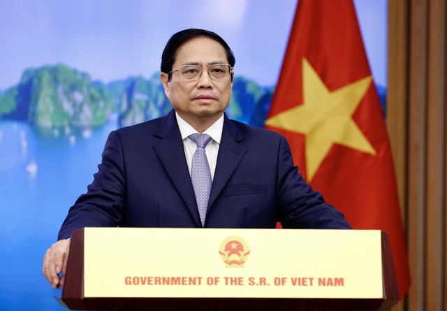 Thủ tướng Chính phủ Phạm Minh Chính tham dự Diễn đàn Kinh tế phương Đông tổ chức tại thành phố Vladivostok, Liên bang Nga vào ngày 7/9/2022 theo hình thức phát biểu ghi hình. Nguồn: chinhphu.vn