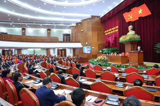 Toàn cảnh Phiên bế mạc Hội nghị lần thứ Sáu Ban Chấp hành Trung ương Đảng khóa XIII.
