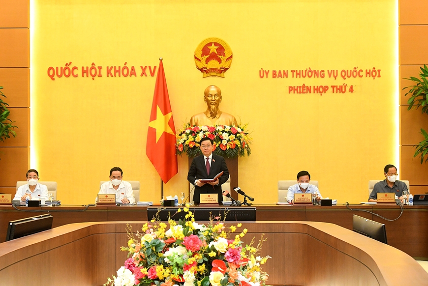 Chủ tịch Quốc hội Vương Đình Huệ phát biểu khai mạc Phiên họp thường kỳ thứ 4 của Ủy ban Thường vụ Quốc hội.
