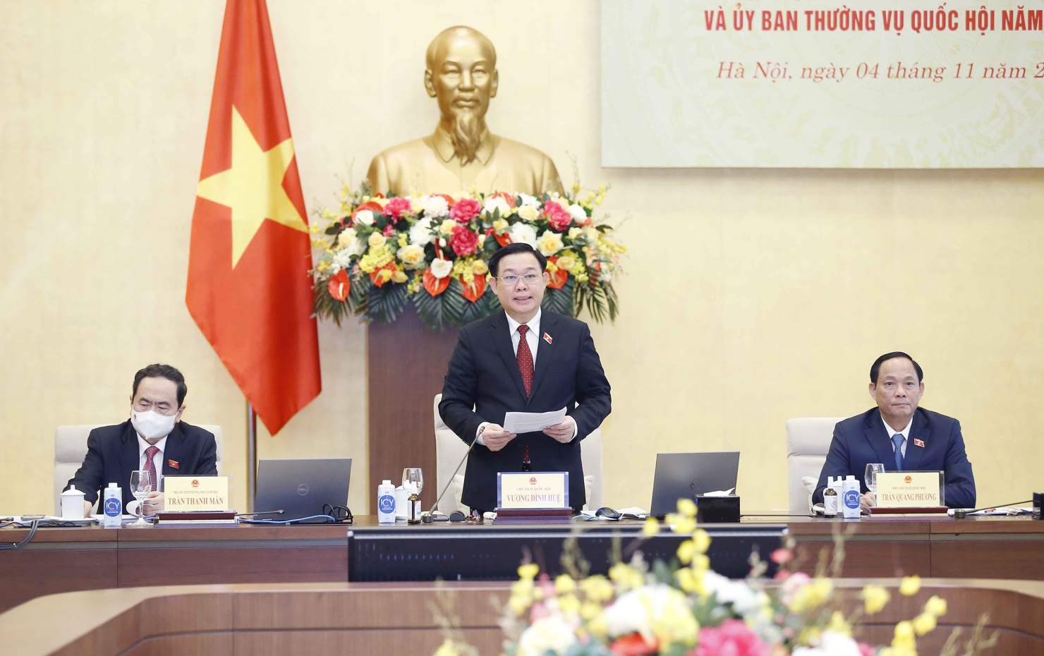 Chủ tịch Quốc hội Vương Đình Huệ phát biểu tại Hội nghị. Nguồn: chinhphu.vn