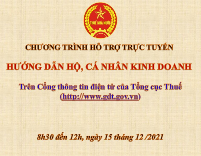 Tổng cục Thuế sẽ tổ chức chương trình hỗ trợ trực tuyến hướng dẫn kê khai thuế, sử dụng hóa đơn điện tử cho hộ, cá nhân kinh doanh