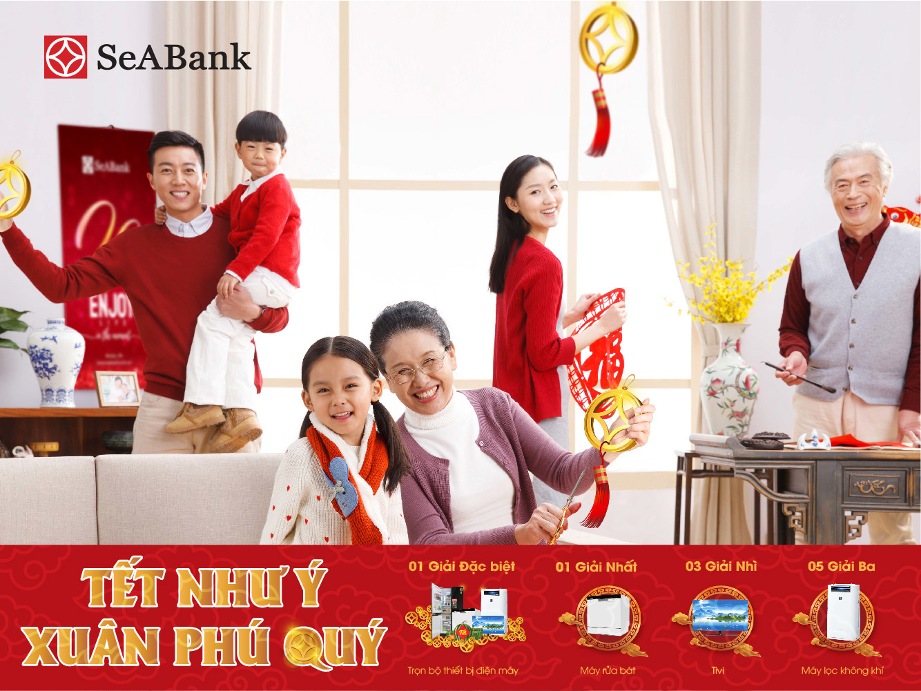 SeABank triển khai chương trình khuyến mãi “Tết như ý - Xuân phú quý” dành cho khách hàng gửi tiết kiệm tại quầy, gửi tiết kiệm online, mở mới thẻ tín dụng, ký hợp đồng bảo hiểm.