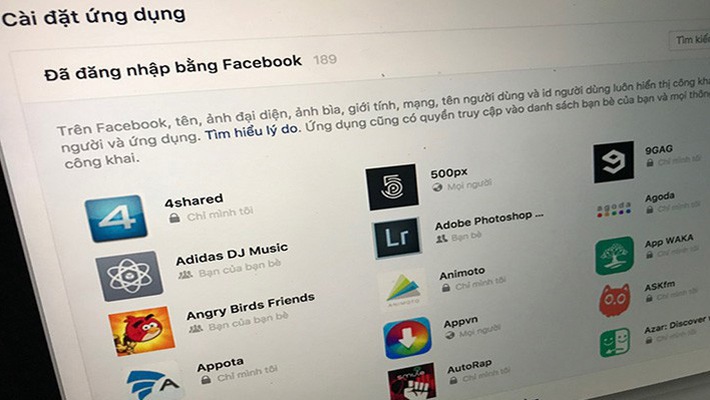 Nhiều ứng dụng yêu cầu cấp quyền nhiều thông tin của người dùng, các hacker lợi dụng những lỗ hổng từ Facebook để chiếm những quyền trên. Nguồn: Internet