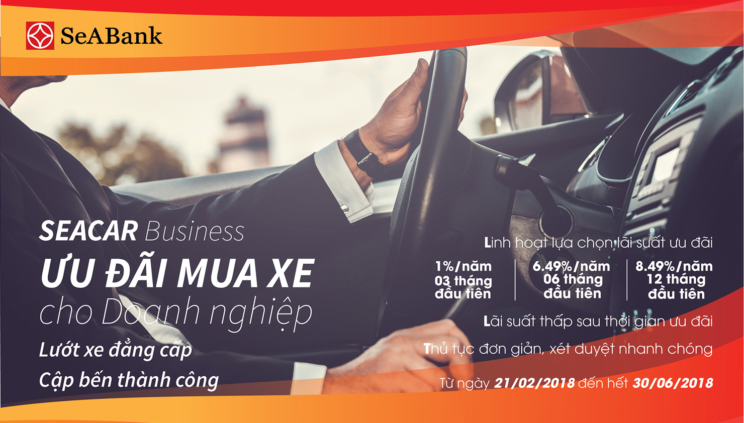 Ngân hàng Thương mại Cổ phần Đông Nam Á (SeABank) triển khai chương trình “Lướt xe đẳng cấp – Cập bến thành công” với lãi suất ưu đãi chỉ từ 1%/năm.