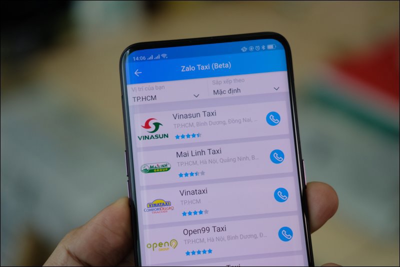 Danh sách hãng xe taxi khu vực TP. Hồ Chí Minh. Nguồn: Internet