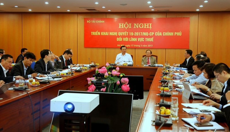 Hội nghị trực tuyến 64 điểm cầu về việc triển khai Nghị quyết 19/2017/NQ-CP đối với lĩnh vực thuế do Bộ Tài chính tổ chức
