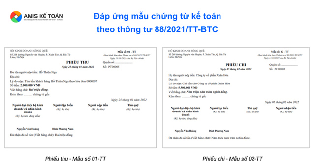 AMIS Kế toán đáp ứng đầy đủ mẫu chứng từ, sổ kế toán theo Thông tư số 88/2021/TT-BTC
