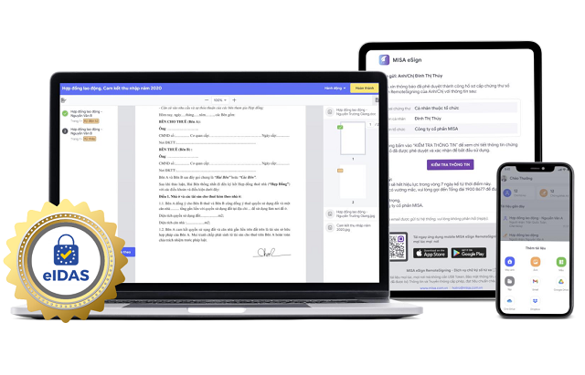 MISA là đơn vị tiên phong cung cấp chữ ký số từ xa đạt tiêu chuẩn eIDAS của châu Âu và được Bộ Bộ Thông tin và Truyền thông cấp phép tại Việt Nam