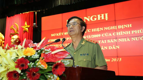Thượng tướng Đặng Văn Hiếu, Ủy viên TW Đảng, Thứ trưởng Thường trực Bộ Công an phát biểu tại Hội nghị.