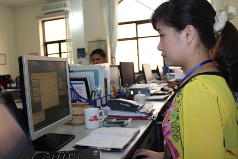 Phòng tin học - Cục Thuế tỉnh Quảng Ninh, nơi triển khai khá thành công ứng dụng TMS. Ảnh: N.M