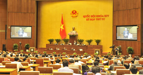 Quốc hội họp phiên toàn thể tại Hội trường (Ảnh MH)