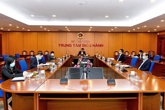 Quang cảnh điểm cầu tại Trụ sở Bộ Tài chính.