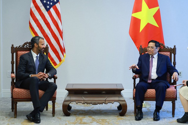 Thủ tướng Phạm Minh Chính tiếp ông Marc Allen, Giám đốc Chiến lược kiêm Phó Chủ tịch Cấp cao, Chiến lược và Phát triển Doanh nghiệp của Tập đoàn Boeing - Ảnh: VGP/Nhật Bắc.