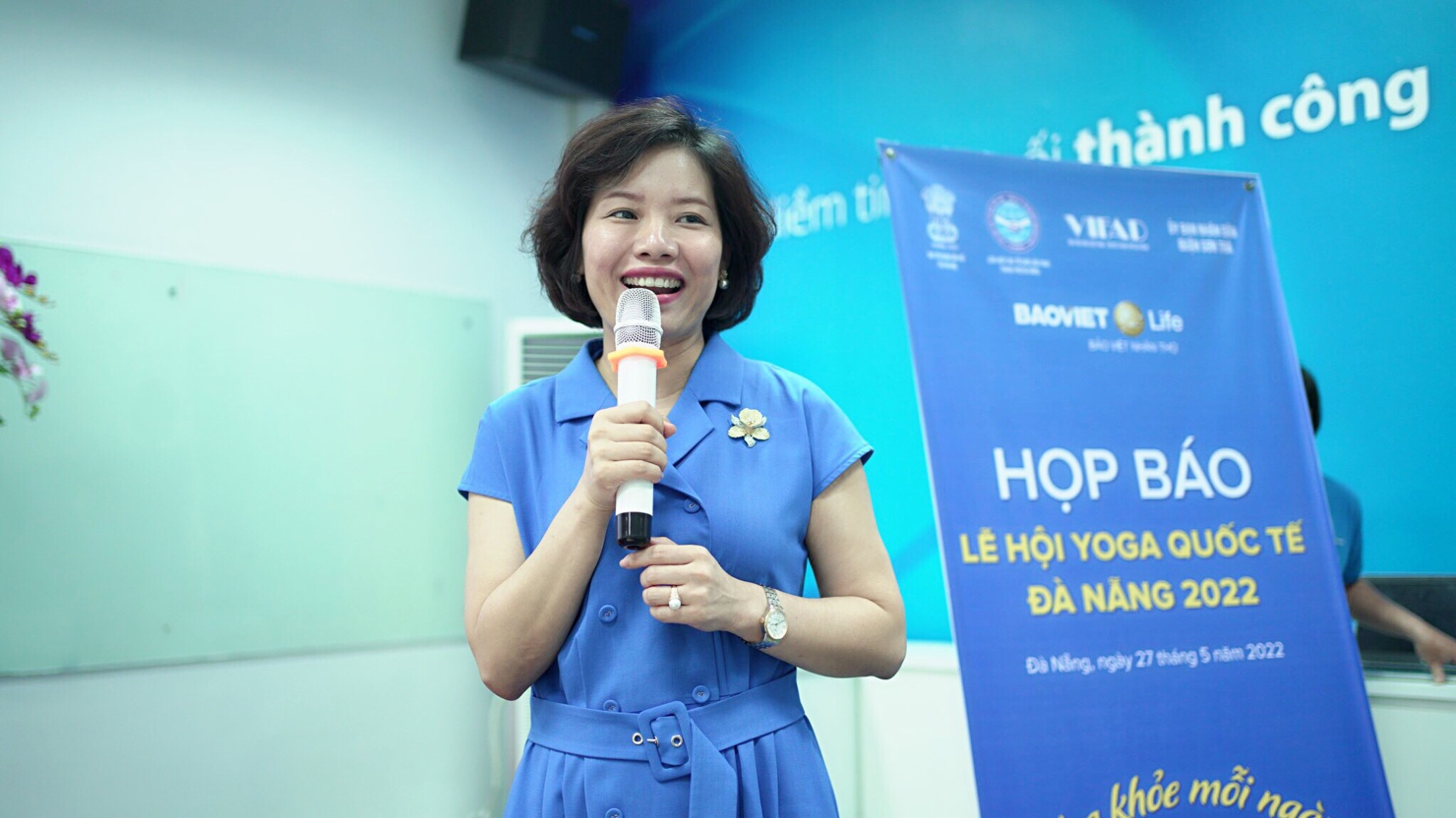 Bà Ngô Thị Thanh Tâm – Giám đốc Thương hiệu, Tổng công ty Bảo Việt Nhân thọ phát biểu tại buổi họp báo.