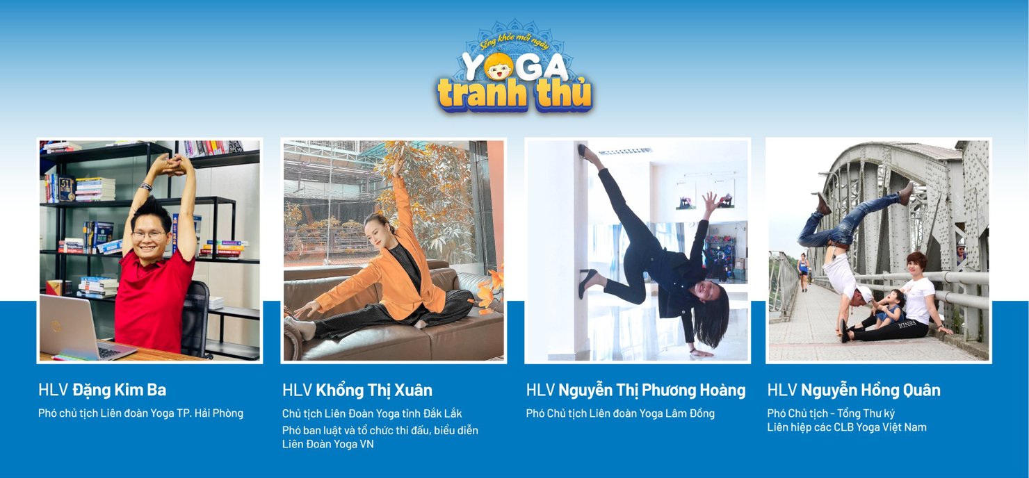 Trào lưu Yoga tranh thủ còn nhận được sự hưởng ứng tích cực từ các huấn luyện viên yoga hàng đầu Việt Nam như HLV Khổng Thị Xuân (Yogi Xuân) – Chủ tịch liên đoàn Yoga tỉnh Đăk Lăk, Phó ban Luật và tổ chức thi đấu, biểu diễn Liên đoàn Yoga Việt Nam; HLV Đặng Kim Ba – Phó Chủ tịch Liên đoàn Yoga TP. Hải Phòng, HLV Nguyễn Hồng Quân – Phó Chủ tịch, Tổng thư ký Liên Hiệp các CLB Yoga Việt Nam...