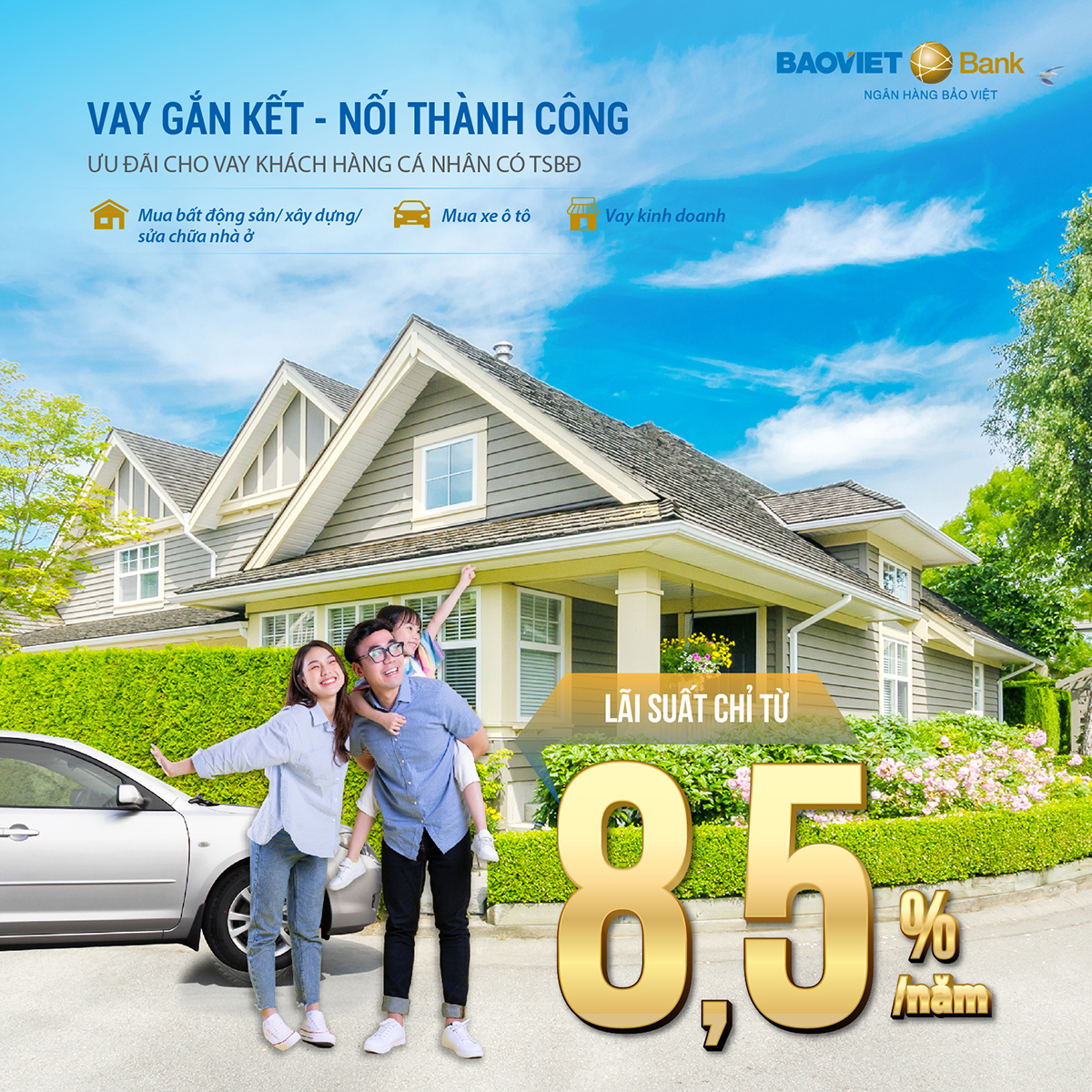 BAOVIET Bank ưu đãi vay cá nhân có tài sản bảo đảm lãi suất từ 8,5% - Ảnh 1