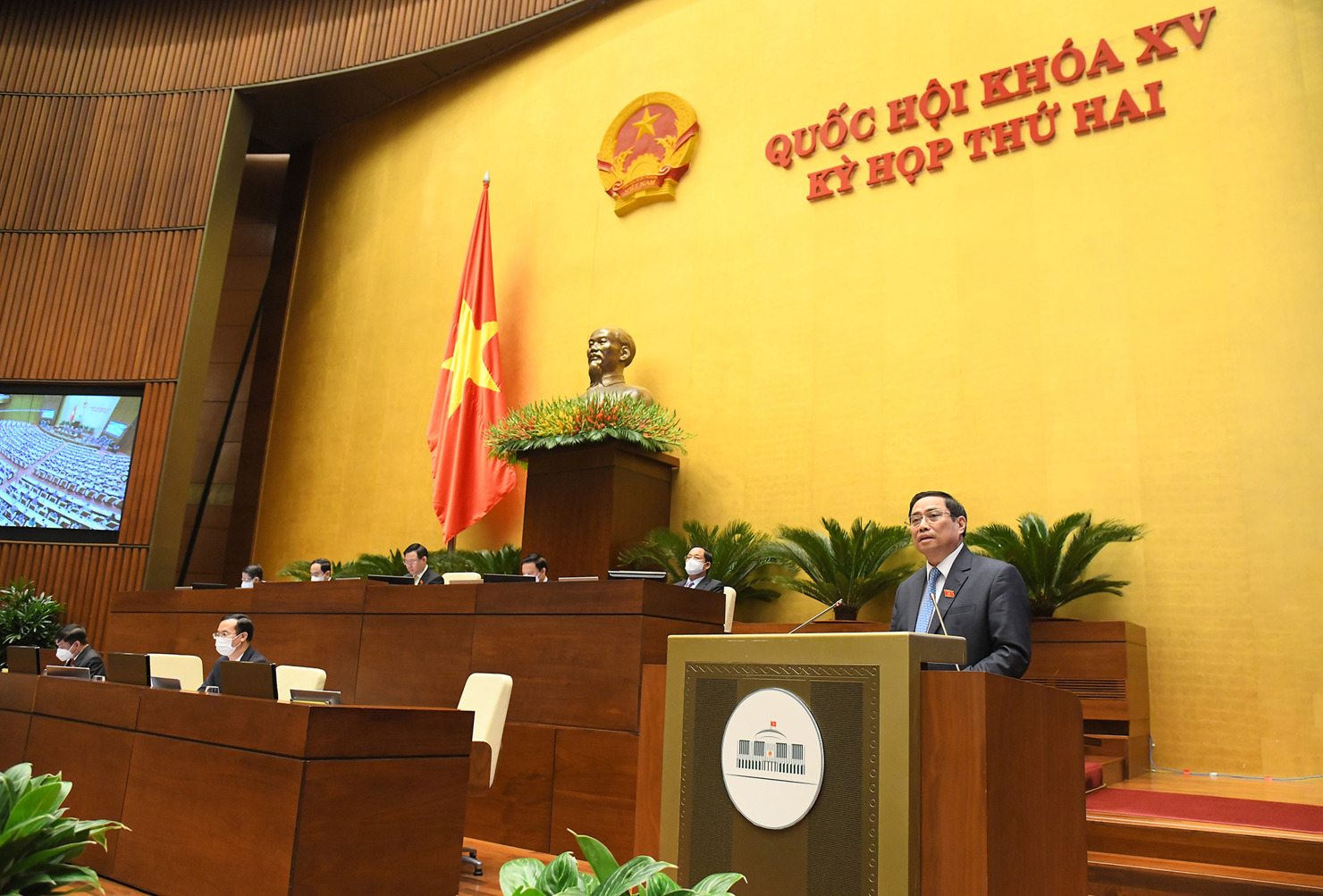 Thủ tướng Chính phủ Phạm Minh Chính phát biểu, làm rõ các vấn đề và trả lời chất vấn đại biểu Quốc hội.