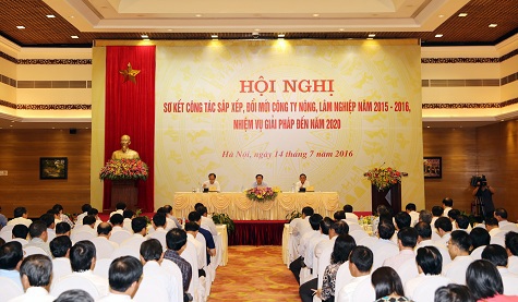 Toàn cảnh Hội nghị sơ kết công tác sắp xếp, đổi mới công ty nông, lâm nghiệp năm 2015-2016 và giải pháp đến năm 2020. Nguồn: chinhphu.vn