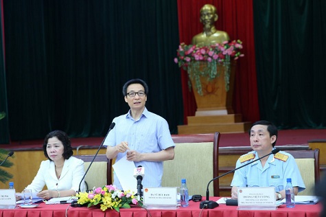 Phó Thủ tướng Vũ Đức Đam làm việc với Cục Hải quan TPHCM, các bộ, ngành cùng đại diện nhiều DN, hiệp hội doanh nghiệp. Nguồn: chinhphu.vn