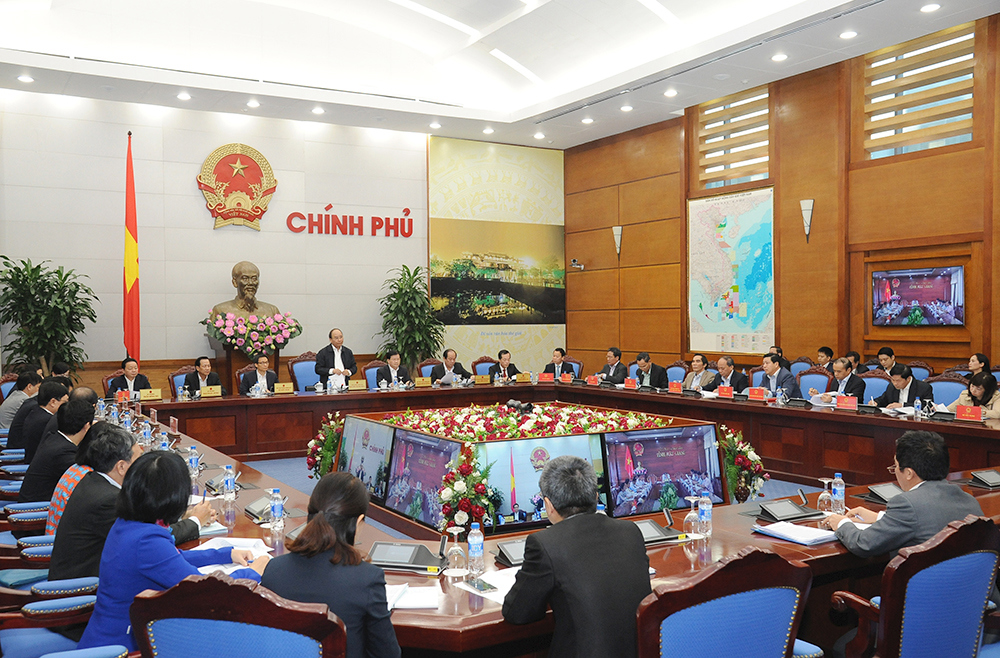 Thủ tướng Nguyễn Xuân Phúc chủ trì Hội nghị trực tuyến toàn quốc về nhà ở xã hội hôm 7/12/2016. Nguồn: chinhphu.vn