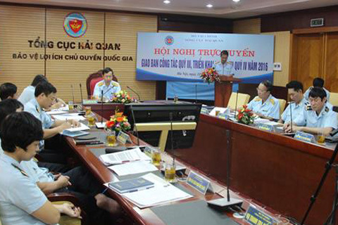 Sáng 11/10, Tổng cục Hải quan tổ chức Hội nghị giao ban trực tuyến về công tác quý III, triển khai nhiệm vụ quý IV năm 2016. Ảnh: VP.TCHQ