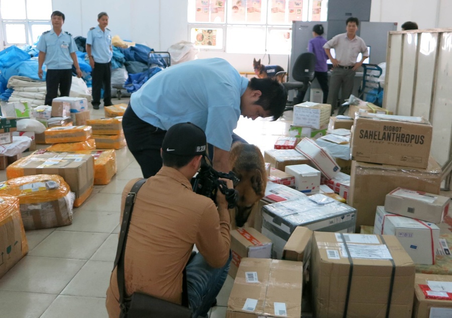 Chó nghiệp vụ tham gia phát hiện ma túy. Nguồn: PV.