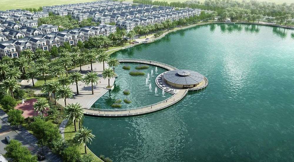 Vinhomes Riverside - The Harmony sở hữu hồ điều hòa 12.4 ha, 71.4 ha cây xanh và 18.7km kênh đào. Nguồn: PV.