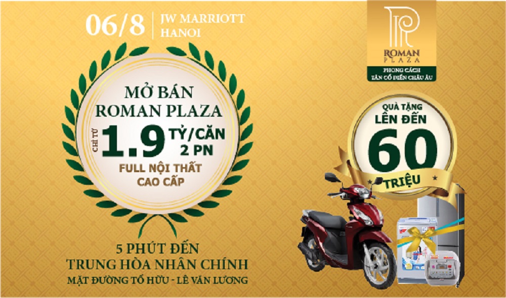 Nhiều quà tặng bốc thăm hấp dẫn cho khách hàng tham dự lễ mở bán Roman Plaza ngày 06/8