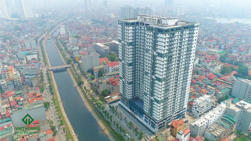 Cảnh quan tòa nhà dự án Riverside Garden.