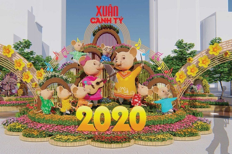 Nhiều địa điểm trung tâm tại TP. Hồ Chí Minh đã và đang bắt đầu triển khai các hoạt động đón Tết Canh Tý 2020. Nguồn: internet