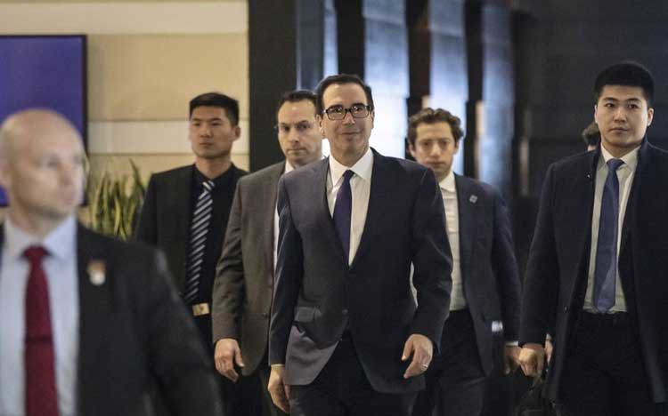 Steven Mnuchin- Bộ trưởng Tài chính Hoa Kỳ tại Bắc Kinh hôm 14/2/2019. Nguồn ảnh: Bloomberg