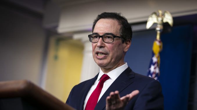 Bộ trưởng Tài chính Mỹ Steven Mnuchin Ảnh: CNBC
