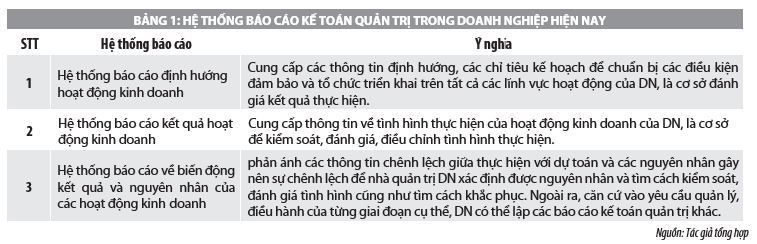 Tổ chức hệ thống báo cáo kế toán quản trị tại doanh nghiệp hiện nay - Ảnh 1