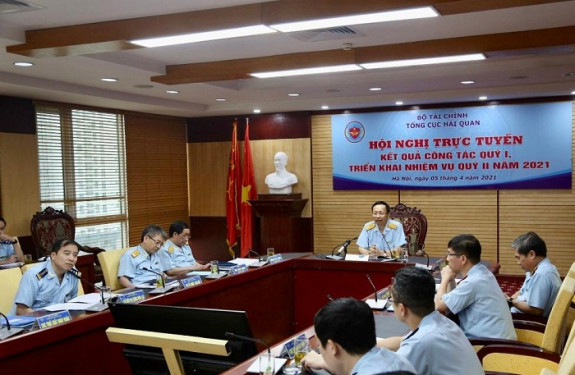 Hội nghị trực tuyến sơ kết công tác quý I, triển khai nhiệm vụ công tác quý II/2021 của Tổng cục Hải quan với 35 cục hải quan tỉnh, thành phố sát sao chỉ đạo thực hiện nhiệm vụ chính trị.