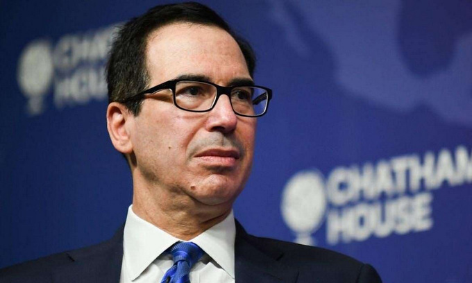 Bộ trưởng Mnuchin trong một hội thảo kinh tế ở Mỹ hồi tháng 1. Ảnh: Fox.