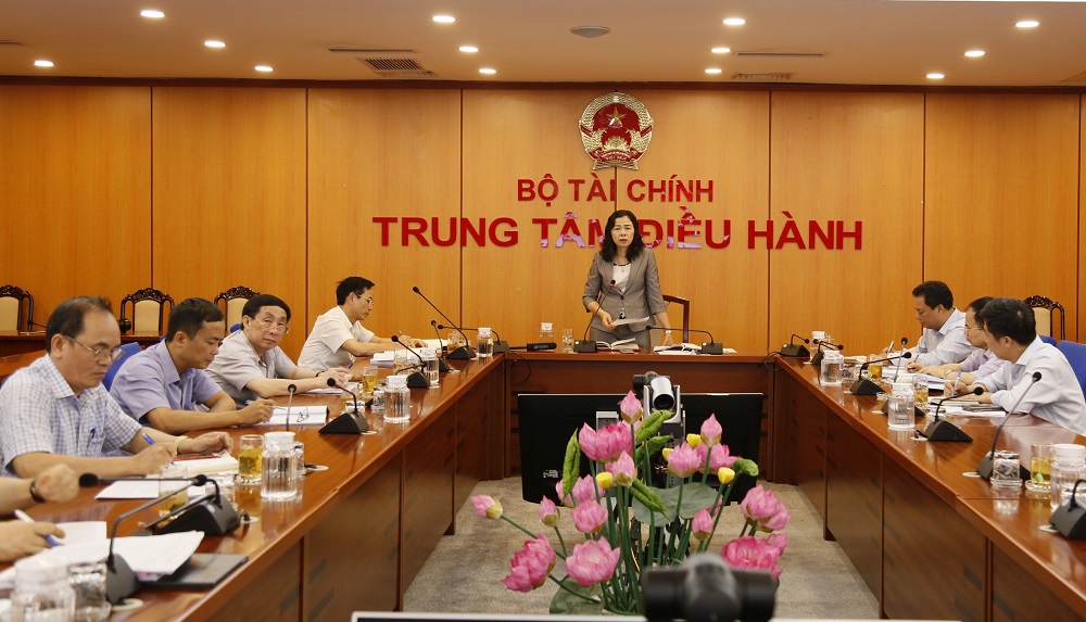 Thứ trưởng Bộ Tài chính Vũ Thị Mai phát biểu chỉ đạo hội nghị. 