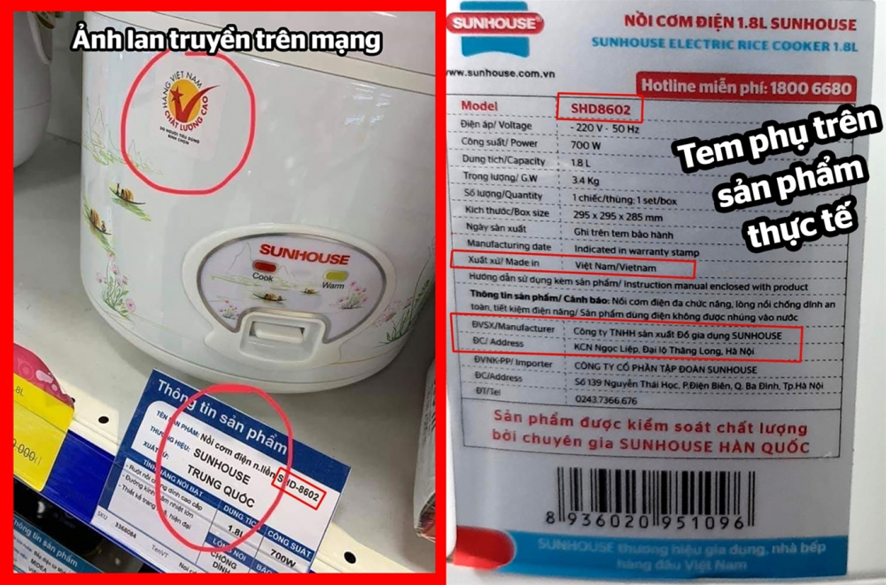  Hình ảnh sản phẩm được đặt tại bảng giá của siêu thị Co.op Mart ghi xuất xứ Trung Quốc. 