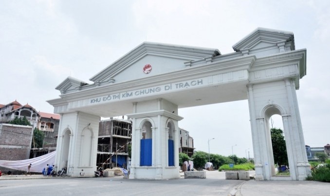 Cổng vào khu đô thị Kim Chung - Di Trạch.
