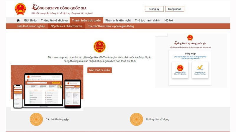 Ngành Thuế vừa tích hợp thêm 30 thủ tục hành chính lên Cổng Dịch vụ công quốc gia. Nguồn: internet