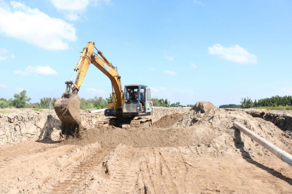 Dự án đường Tân Lập - Long Hậu thời gian qua bị chậm tiến độ. Ảnh: UBND tỉnh Long An