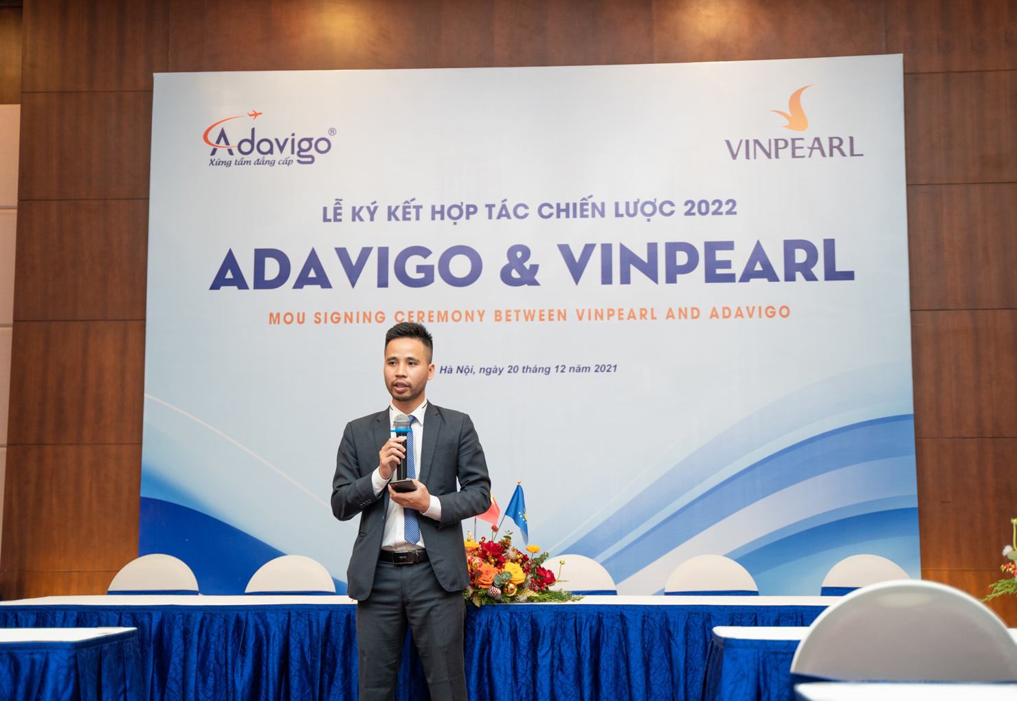 Ông Vũ Tiến Văn - Chủ tịch HĐQT Adavigo phát biểu tại lễ ký
