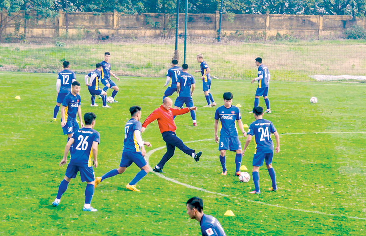 Đội tuyển Việt Nam luyện tập trước khi vào mùa giải ASIAD Cup. Nguồn: internet