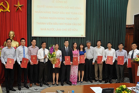 Lễ công bố Quyết định chuyển đổi mô hình GP Bank thành Ngân hàng TNHH một thành viên dầu khí toàn cầu do Nhà nước làm chủ sở hữu, tổ chức ngày tại NHNN sáng 7/7. Nguồn: internet