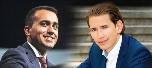 Ứng cử viên Thủ tướng Italy Di Maio và Thủ tướng Áo Sebastian Kurz. Nguồn: internet