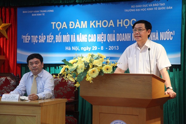 GS.,TS. Vương Đình Huệ, Uỷ viên Trung ương Đảng, Trưởng Ban Kinh tế Trung ương phát biểu tại buổi tọa đàm. Nguồn: Việt Dũng