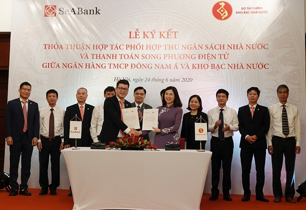 Đại diện KBNN và SeaBank ký kết thoả thuận hợp tác phối hợp thu ngân sách nhà nước và thanh toán song phương điện tử