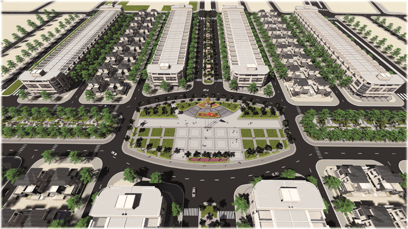 Phối cảnh Quảng trường trung tâm của Khu đô thị Golden City An Giang.