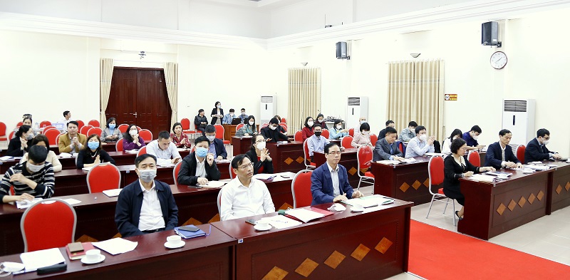 Quang cảnh hội nghị tại điểm cầu cơ quan Tổng cục DTNN. 